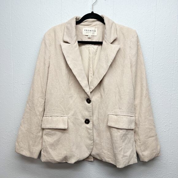 Promesa Corduroy Womens Y2K Inspired Blazer Jacket Small Light Academia Career - Picture 1 of 13